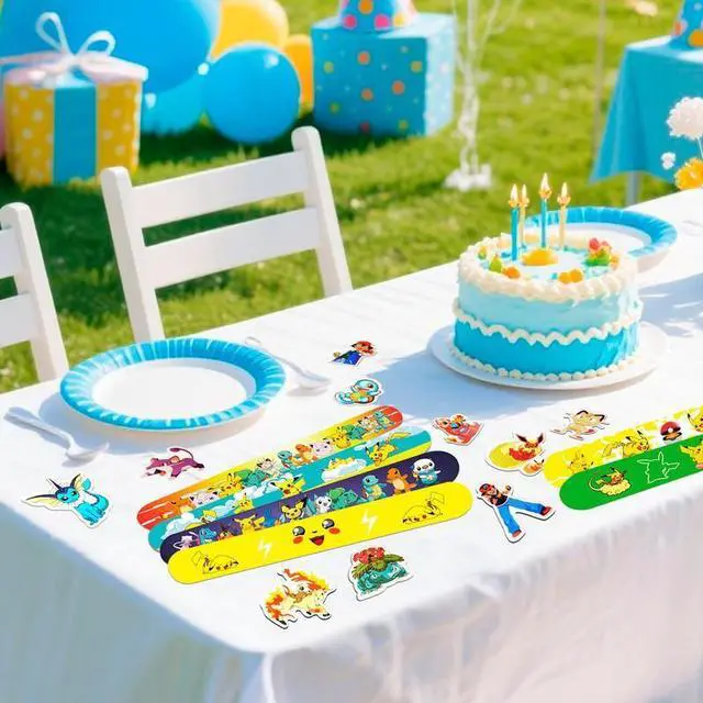 Alt view image 4 of 7 - Pokemon Slap Bracelets, 40 Pcs Pokemon Bracelets and 50 Pcs Pokemon Stickers for Kids Boys & Girls - Pokemon Themed Party Favors for Pokemon Birthday Party Supplies