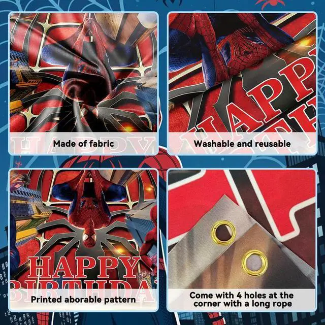 Alt view image 3 of 7 - 70.8''x43.3'' Spiderman Background, Spiderman Birthday Backdrop for Spiderman Birthday Decorations, Spiderman Theme Party Backdrop for Spiderman Party Supplies