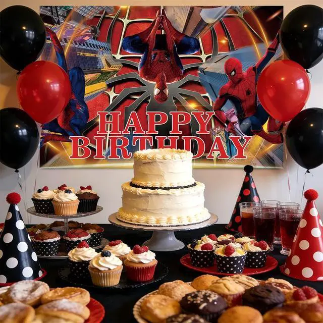 Alt view image 5 of 7 - 70.8''x43.3'' Spiderman Background, Spiderman Birthday Backdrop for Spiderman Birthday Decorations, Spiderman Theme Party Backdrop for Spiderman Party Supplies