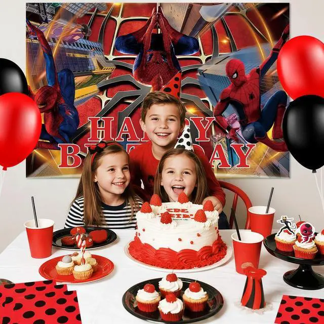 Alt view image 4 of 7 - 70.8''x43.3'' Spiderman Background, Spiderman Birthday Backdrop for Spiderman Birthday Decorations, Spiderman Theme Party Backdrop for Spiderman Party Supplies