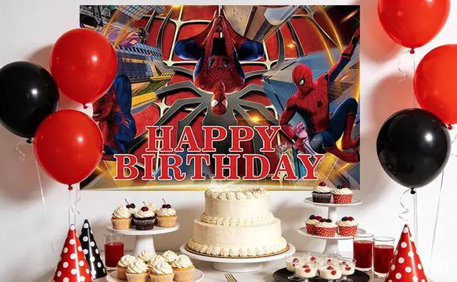 Alt view image 7 of 7 - 70.8''x43.3'' Spiderman Background, Spiderman Birthday Backdrop for Spiderman Birthday Decorations, Spiderman Theme Party Backdrop for Spiderman Party Supplies