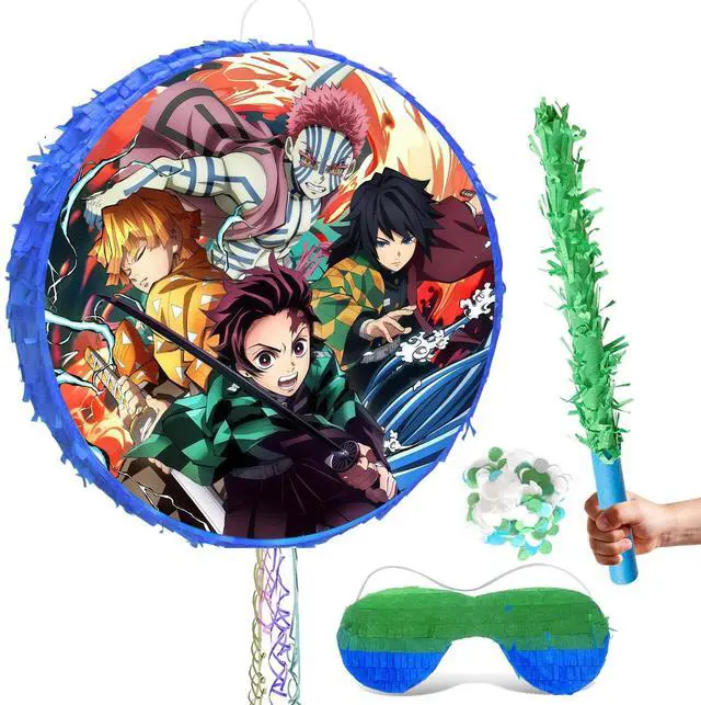 Main image of Demon Slayer Piñata, 4 Pcs Demon Slayer Piñata with Stick & Blindfold and Confetti, Demon Slayer Decorations Pinata for Demon Slayer Party Decorations for Kids Party