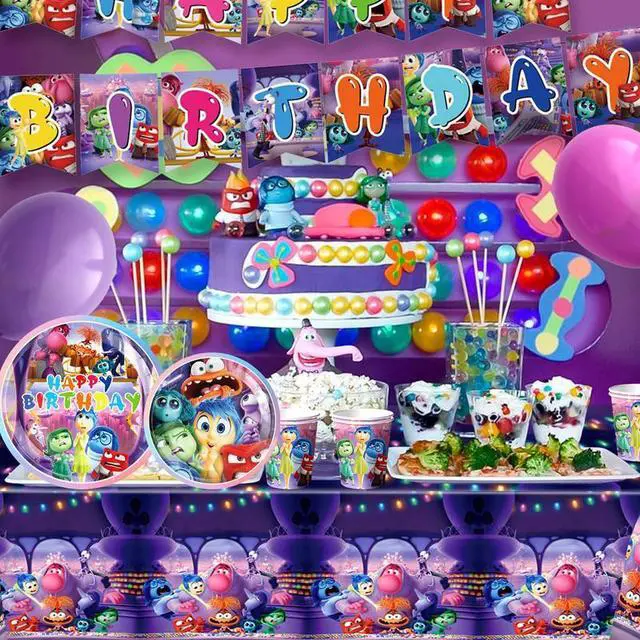 Alt view image 5 of 7 - Inside Out Birthday Decoration Tableware, 66 Pcs Inside Out Theme Party Decorations - Inside Out Party Plates, Inside Out Napkins and Paper Cups for Inside Out Party Decoration Supplies Serves 16