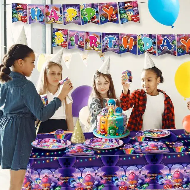 Alt view image 6 of 7 - Inside Out Birthday Decoration Tableware, 66 Pcs Inside Out Theme Party Decorations - Inside Out Party Plates, Inside Out Napkins and Paper Cups for Inside Out Party Decoration Supplies Serves 16