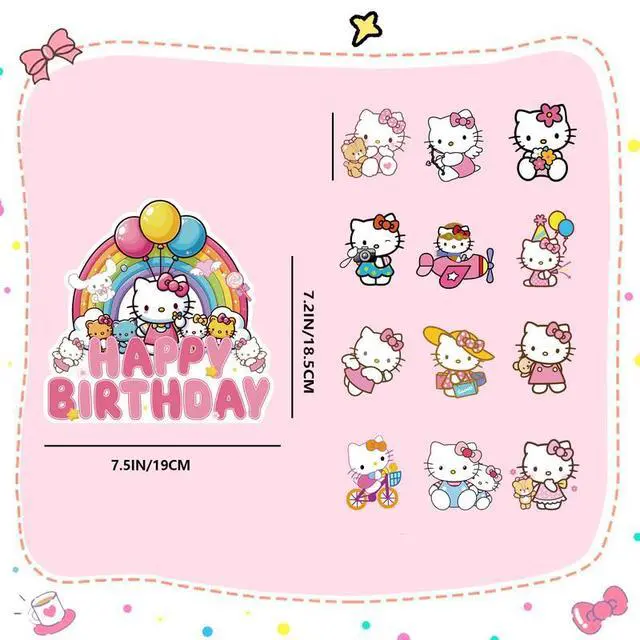 Alt view image 7 of 7 - Hello Kitty Cake Topper, 24 Pcs Hello Kitty Cupcake Toppers + 1 Pcs Hello Kitty Birthday Cake Topper for Hello Kitty Party Decorations