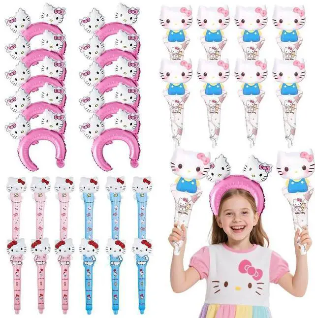 Main image of 30 Pcs Hello Kitty Birthday Party Foil Balloon Decoration Set - Hello Kitty Balloon Headband and Handheld Foil Balloons for Hello Kitty Themed Party Supplies