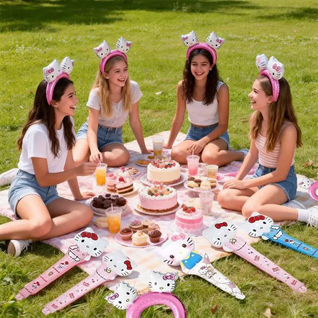 Alt view image 3 of 7 - 30 Pcs Hello Kitty Birthday Party Foil Balloon Decoration Set - Hello Kitty Balloon Headband and Handheld Foil Balloons for Hello Kitty Themed Party Supplies