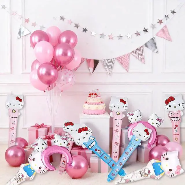 Alt view image 4 of 7 - 30 Pcs Hello Kitty Birthday Party Foil Balloon Decoration Set - Hello Kitty Balloon Headband and Handheld Foil Balloons for Hello Kitty Themed Party Supplies