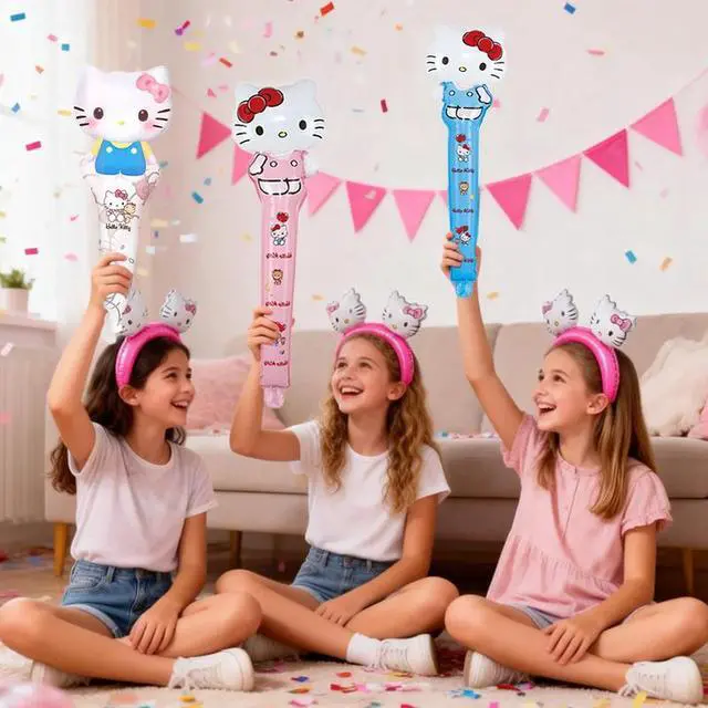 Alt view image 5 of 7 - 30 Pcs Hello Kitty Birthday Party Foil Balloon Decoration Set - Hello Kitty Balloon Headband and Handheld Foil Balloons for Hello Kitty Themed Party Supplies