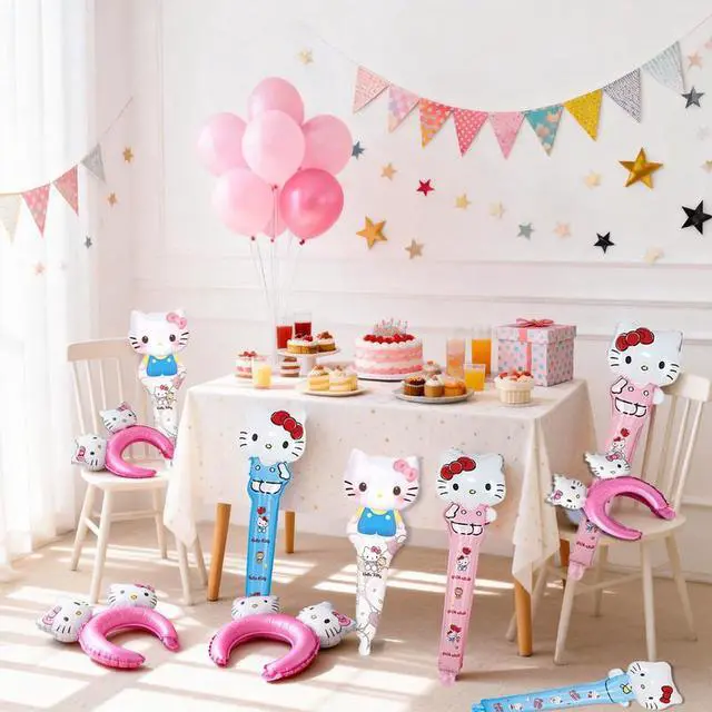 Alt view image 6 of 7 - 30 Pcs Hello Kitty Birthday Party Foil Balloon Decoration Set - Hello Kitty Balloon Headband and Handheld Foil Balloons for Hello Kitty Themed Party Supplies