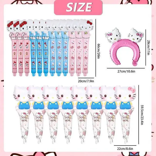 Alt view image 7 of 7 - 30 Pcs Hello Kitty Birthday Party Foil Balloon Decoration Set - Hello Kitty Balloon Headband and Handheld Foil Balloons for Hello Kitty Themed Party Supplies