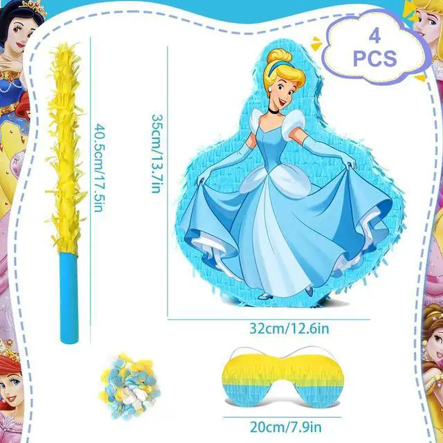 Alt view image 2 of 7 - 4 Pcs Cinderella Princess Pinatas Bundle - Cinderella Princess Pinata, Cinderella Princess Party Pinata Stick Blindfold etc Cinderella Princess Pinata Supplies for Cinderella Princess Birthday Party