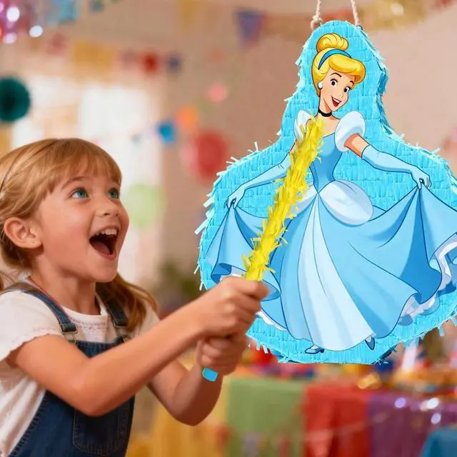 Alt view image 3 of 7 - 4 Pcs Cinderella Princess Pinatas Bundle - Cinderella Princess Pinata, Cinderella Princess Party Pinata Stick Blindfold etc Cinderella Princess Pinata Supplies for Cinderella Princess Birthday Party