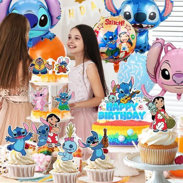 Alt view image 4 of 7 - 25 Pcs Stitch Cake Decorations - 1 Big Stitch Birthday Cake Decoration and 24 Stitch Cupcake Decorations, Boys/Girls Kids Stitch Birthday Decoration Supplies