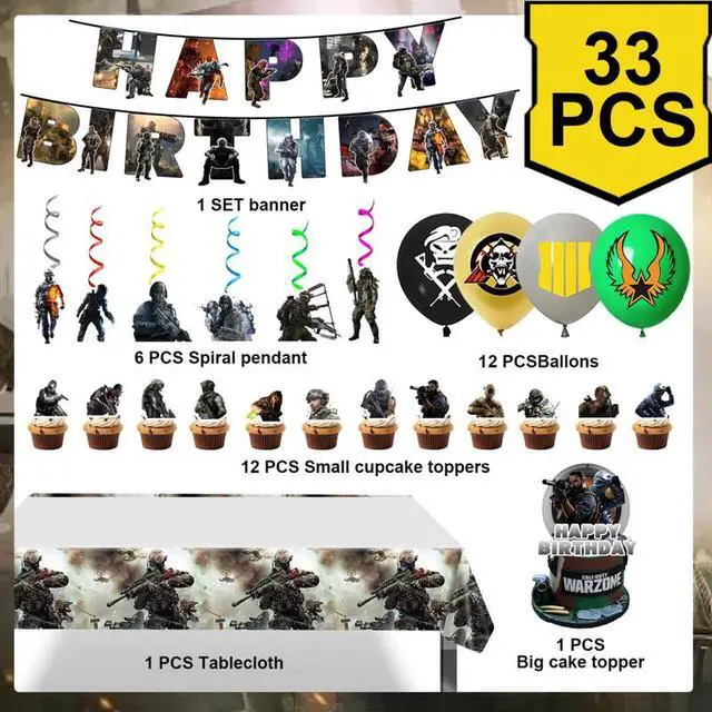 Alt view image 3 of 7 - Call of Duty Party Decorations, 33 Pcs Call of Duty Birthday Decorations-Call of Duty Party Balloons & Call of Duty Birthday Banners Cake Toppers Tablecloth etc Call of Duty Birthday Party Decorations