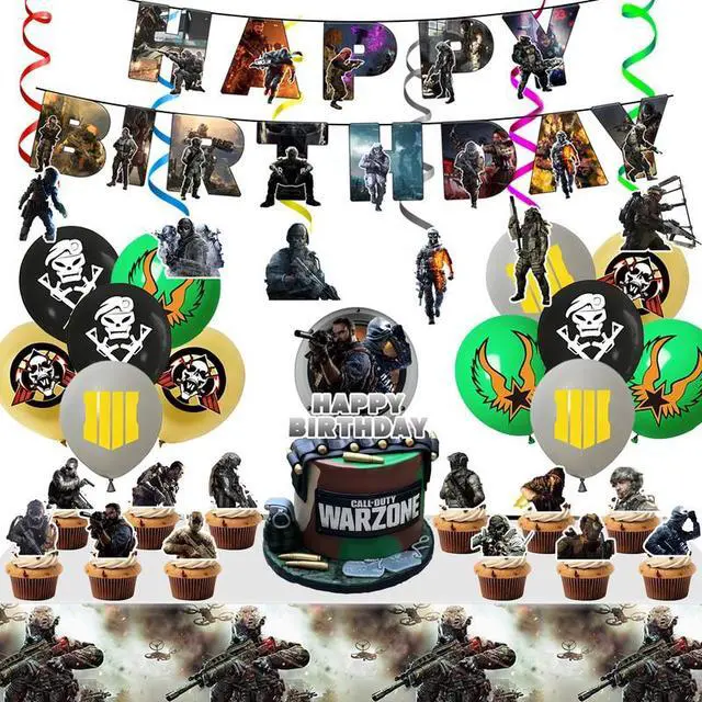 Alt view image 2 of 7 - Call of Duty Party Decorations, 33 Pcs Call of Duty Birthday Decorations-Call of Duty Party Balloons & Call of Duty Birthday Banners Cake Toppers Tablecloth etc Call of Duty Birthday Party Decorations