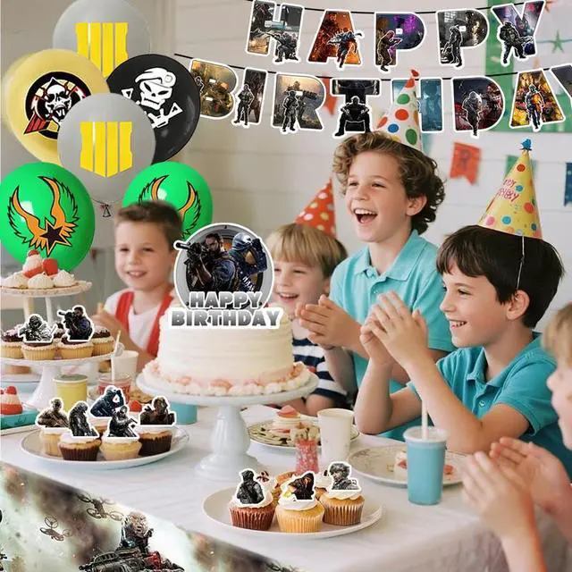 Alt view image 6 of 7 - Call of Duty Party Decorations, 33 Pcs Call of Duty Birthday Decorations-Call of Duty Party Balloons & Call of Duty Birthday Banners Cake Toppers Tablecloth etc Call of Duty Birthday Party Decorations