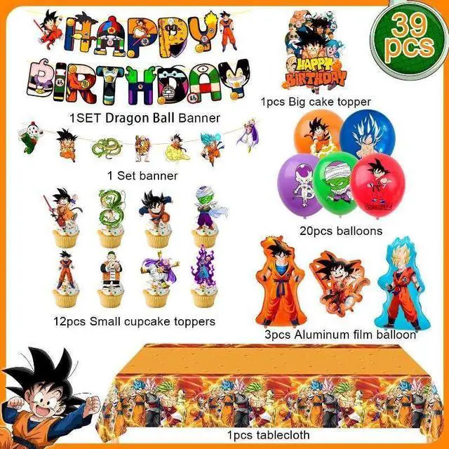 Alt view image 2 of 7 - Dragon Ball Birthday Party Supplies, 31 Pcs Dragon Ball Party Decorations Set - Dragon Balloon Banner Cake Decorations and Dragon Ball Birthday Balloons for Kids Dragon Ball Themed Birthday Parties