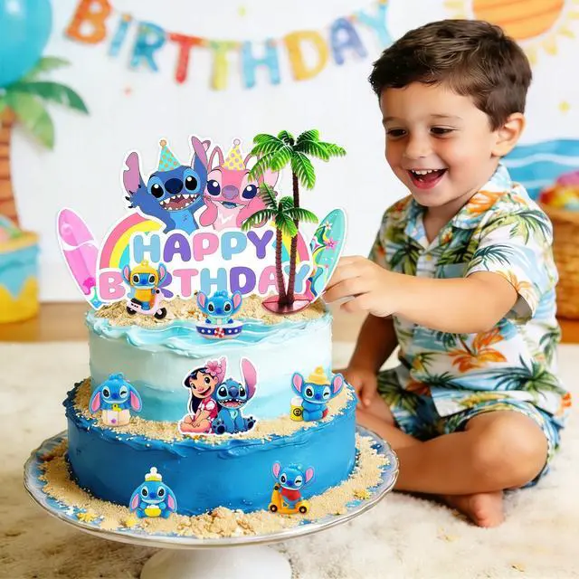 Alt view image 5 of 7 - 20 Pcs Stitch Cake Decoration, Stitch Birthday Cake Topper Set - Happy Birthday Cupcake Topper,Palm Tree Cake Topper and Stitch Cake Topper etc Stitch Party Cake Topper for Stitch Birthday