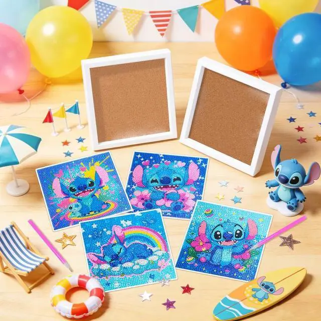 Alt view image 4 of 7 - 40 Pcs Stitch Party Supplies, 4 Pcs Stitch Diamond Painting and Diamond Painting Tools for Stitch Decorations Favors Stitch Birthday Party
