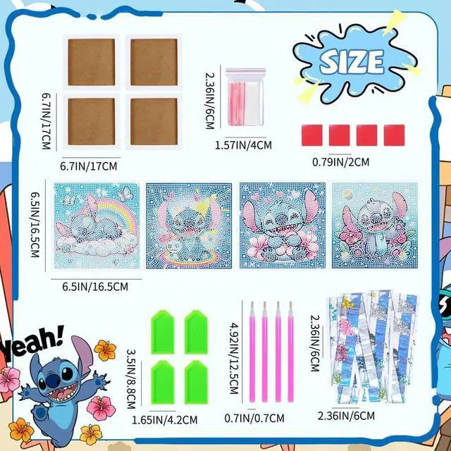 Alt view image 7 of 7 - 40 Pcs Stitch Party Supplies, 4 Pcs Stitch Diamond Painting and Diamond Painting Tools for Stitch Decorations Favors Stitch Birthday Party