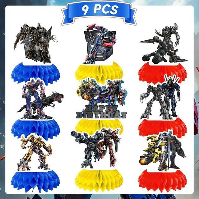 Alt view image 2 of 7 - Transformers Centerpieces, 9 Pcs Transformers Birthday Party Table Centerpieces Set- Transformers Honeycomb Centerpieces & Transformers Themed Centerpieces for Transformers Party Table Decorations