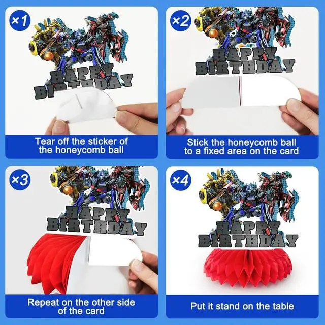 Alt view image 3 of 7 - Transformers Centerpieces, 9 Pcs Transformers Birthday Party Table Centerpieces Set- Transformers Honeycomb Centerpieces & Transformers Themed Centerpieces for Transformers Party Table Decorations
