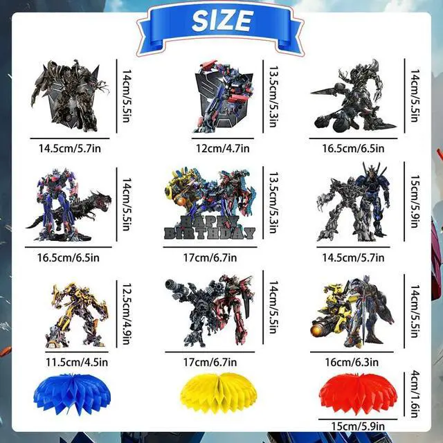 Alt view image 4 of 7 - Transformers Centerpieces, 9 Pcs Transformers Birthday Party Table Centerpieces Set- Transformers Honeycomb Centerpieces & Transformers Themed Centerpieces for Transformers Party Table Decorations