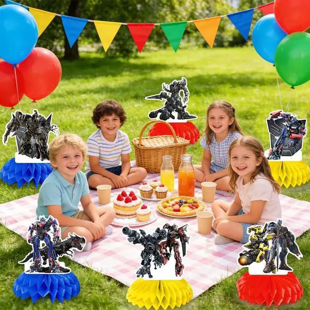 Alt view image 6 of 7 - Transformers Centerpieces, 9 Pcs Transformers Birthday Party Table Centerpieces Set- Transformers Honeycomb Centerpieces & Transformers Themed Centerpieces for Transformers Party Table Decorations