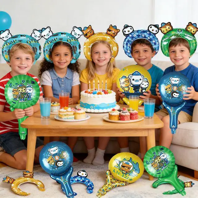 Alt view image 4 of 7 - Octonauts Party Decoration Balloons,16 Pcs Octonauts Foil Balloon Sets including Octonauts Themed Foil Balloon Headbands & Handheld Balloon Sticks etc. Octonauts Foil Balloons for Kids Octonauts Party