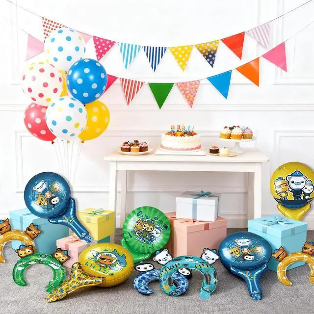 Alt view image 5 of 7 - Octonauts Party Decoration Balloons,16 Pcs Octonauts Foil Balloon Sets including Octonauts Themed Foil Balloon Headbands & Handheld Balloon Sticks etc. Octonauts Foil Balloons for Kids Octonauts Party
