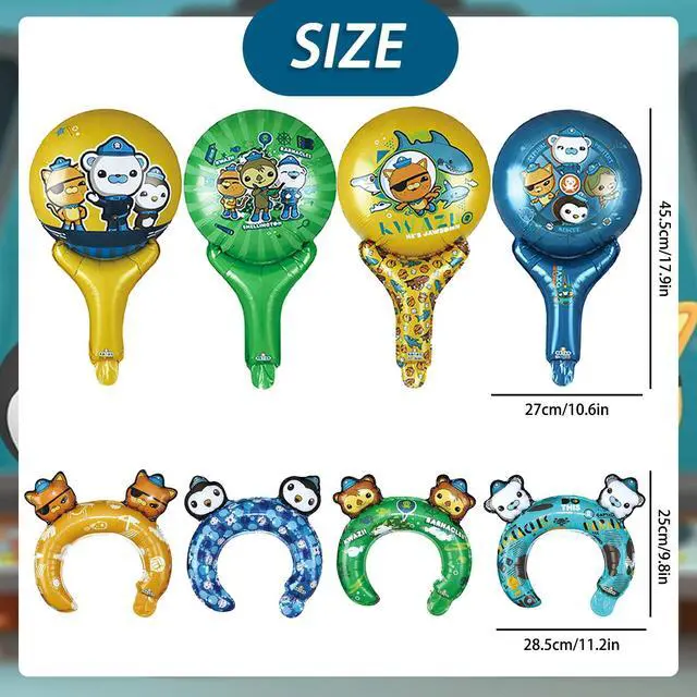 Alt view image 7 of 7 - Octonauts Party Decoration Balloons,16 Pcs Octonauts Foil Balloon Sets including Octonauts Themed Foil Balloon Headbands & Handheld Balloon Sticks etc. Octonauts Foil Balloons for Kids Octonauts Party