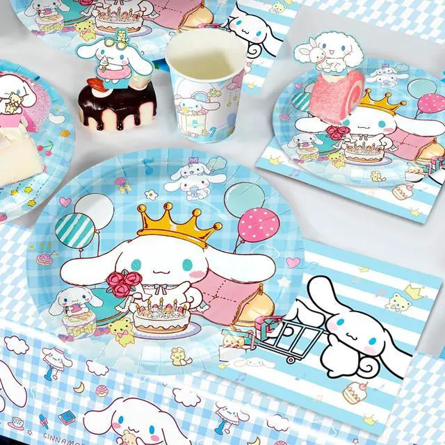 Alt view image 3 of 7 - 108 Pcs Cinnamoroll Birthday Decorations & Cinnamoroll Party Tableware Set - Cinnamoroll Birthday Plates Tablecloths Banners Backdrop etc Cinnamoroll Birthday Party Supplies