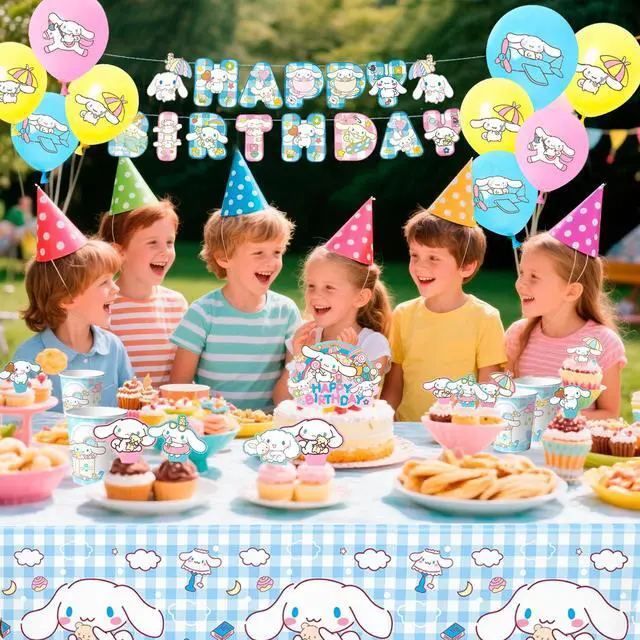 Alt view image 5 of 7 - 108 Pcs Cinnamoroll Birthday Decorations & Cinnamoroll Party Tableware Set - Cinnamoroll Birthday Plates Tablecloths Banners Backdrop etc Cinnamoroll Birthday Party Supplies