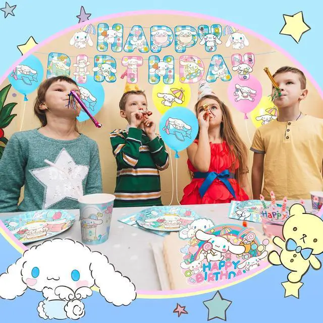 Alt view image 6 of 7 - 108 Pcs Cinnamoroll Birthday Decorations & Cinnamoroll Party Tableware Set - Cinnamoroll Birthday Plates Tablecloths Banners Backdrop etc Cinnamoroll Birthday Party Supplies