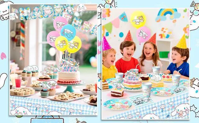 Alt view image 7 of 7 - 108 Pcs Cinnamoroll Birthday Decorations & Cinnamoroll Party Tableware Set - Cinnamoroll Birthday Plates Tablecloths Banners Backdrop etc Cinnamoroll Birthday Party Supplies