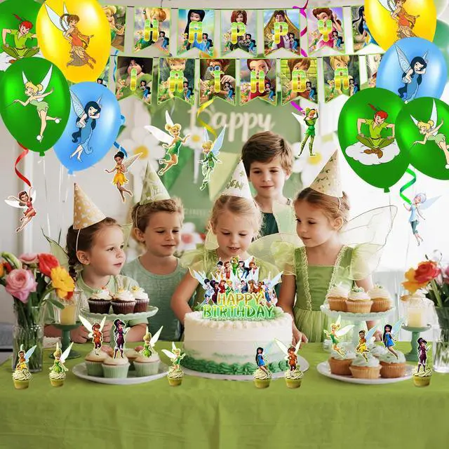 Alt view image 5 of 7 - Tinker Bell Birthday Decorations, 33 Pcs Tinker Bell Party Decorations Set - Tinker Bell Balloons Cupcake Toppers Spiral Decorations etc Tinker Bell Birthday Decorations Supplies for Girls/Kids