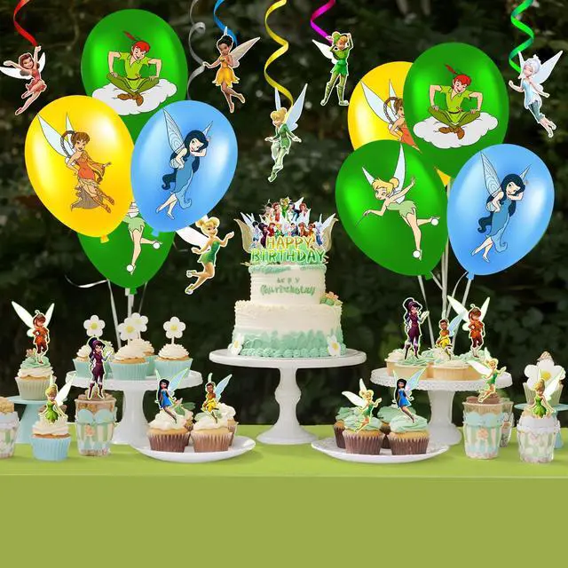 Alt view image 6 of 7 - Tinker Bell Birthday Decorations, 33 Pcs Tinker Bell Party Decorations Set - Tinker Bell Balloons Cupcake Toppers Spiral Decorations etc Tinker Bell Birthday Decorations Supplies for Girls/Kids