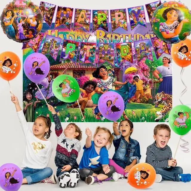 Alt view image 4 of 7 - Encanto Birthday Party Supplies,114pcs Magic House Birthday Party Supplies Set-Encanto Birthday Banner Backdrop Tablecloth Plates Cups Napkins Balloons Cake Topper etc Encanto Themed Party Supplies