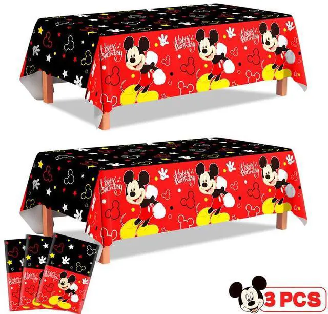 Main image of Mickey Mouse Birthday Decorations Tablecloth, 3pcs Mickey Mouse Table Cloth Kit- Mickey Mouse Party Table Cloth/Mickey Mouse Table Cover/Mickey Mouse Tablecloth, for Mickey Mouse Birthday Decorations