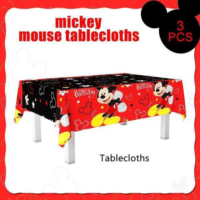 Alt view image 2 of 7 - Mickey Mouse Birthday Decorations Tablecloth, 3pcs Mickey Mouse Table Cloth Kit- Mickey Mouse Party Table Cloth/Mickey Mouse Table Cover/Mickey Mouse Tablecloth, for Mickey Mouse Birthday Decorations