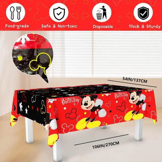 Alt view image 3 of 7 - Mickey Mouse Birthday Decorations Tablecloth, 3pcs Mickey Mouse Table Cloth Kit- Mickey Mouse Party Table Cloth/Mickey Mouse Table Cover/Mickey Mouse Tablecloth, for Mickey Mouse Birthday Decorations