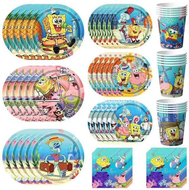 Main image of Spongebob Party Supplies, 120 Pcs Spongebob Party Tableware Set- Spongebob Party Plates Napkins Cups Spongebob Birthday Decorations for Boys/Girls, Serves 30