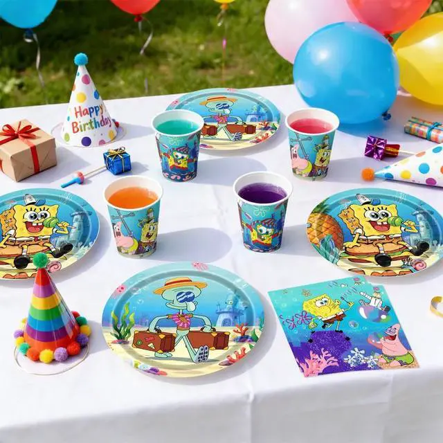 Alt view image 3 of 7 - Spongebob Party Supplies, 120 Pcs Spongebob Party Tableware Set- Spongebob Party Plates Napkins Cups Spongebob Birthday Decorations for Boys/Girls, Serves 30