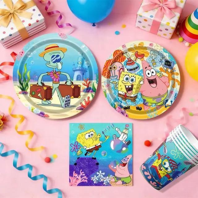 Alt view image 5 of 7 - Spongebob Party Supplies, 120 Pcs Spongebob Party Tableware Set- Spongebob Party Plates Napkins Cups Spongebob Birthday Decorations for Boys/Girls, Serves 30