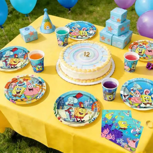 Alt view image 6 of 7 - Spongebob Party Supplies, 120 Pcs Spongebob Party Tableware Set- Spongebob Party Plates Napkins Cups Spongebob Birthday Decorations for Boys/Girls, Serves 30