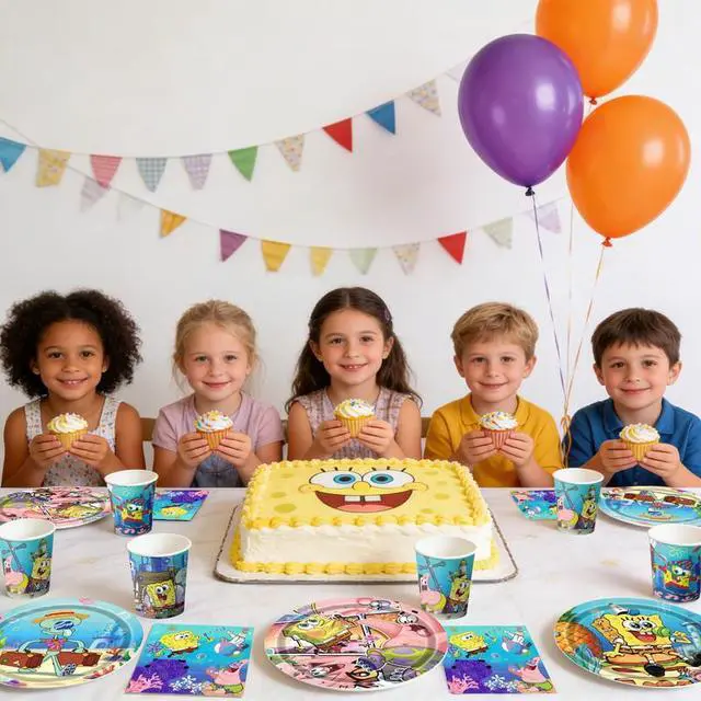 Alt view image 4 of 7 - Spongebob Party Supplies, 120 Pcs Spongebob Party Tableware Set- Spongebob Party Plates Napkins Cups Spongebob Birthday Decorations for Boys/Girls, Serves 30