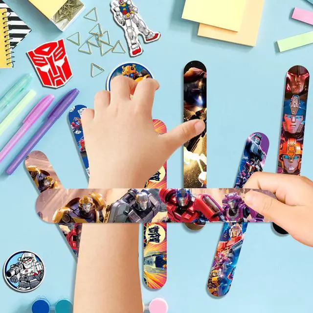 Alt view image 6 of 7 - Transformers Slap Bracelets, 40pcs Transformers Bracelets and 50pcs Transformers Stickers for Kids Boys & Girls - Transformers Themed Party Favors for Transformers Birthday Party Supplies