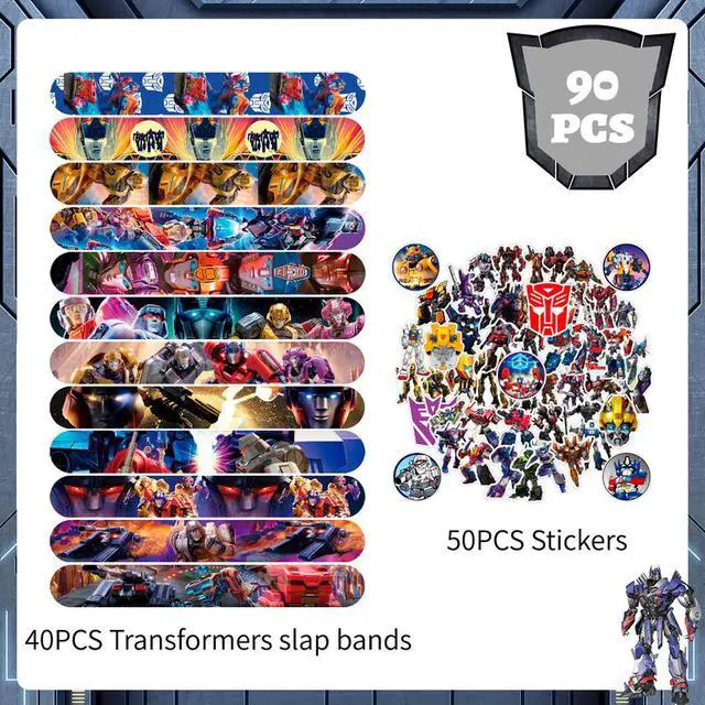 Alt view image 2 of 7 - Transformers Slap Bracelets, 40pcs Transformers Bracelets and 50pcs Transformers Stickers for Kids Boys & Girls - Transformers Themed Party Favors for Transformers Birthday Party Supplies