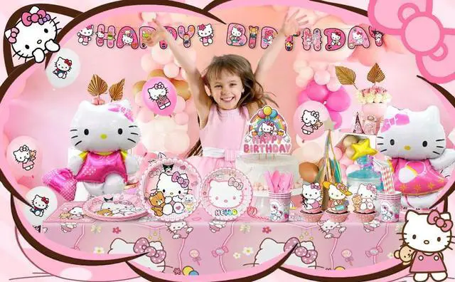 Alt view image 7 of 7 - Hello Kitty Birthday Decorations,124pcs Hello Kitty Party Decorations & Hello Kitty Party Tableware Set - Hello Kitty Party Plates Cups Napkins Backdrop Balloon Banner etc Hello Kitty Party Supplies